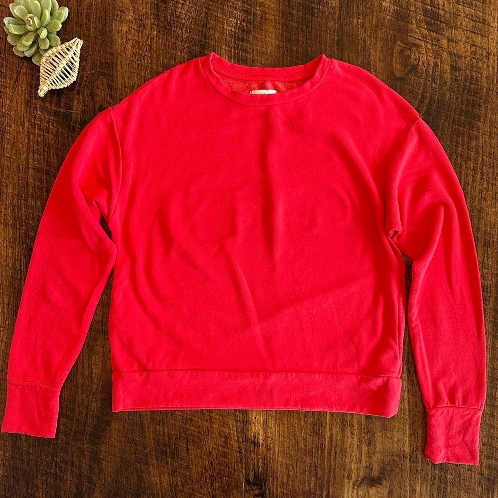 Aerie | Offline Red Crewneck Sweatshirt with Pockets, Size XXS